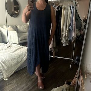 Asymmetrical Laggenlook Coastal Dress in Navy Small